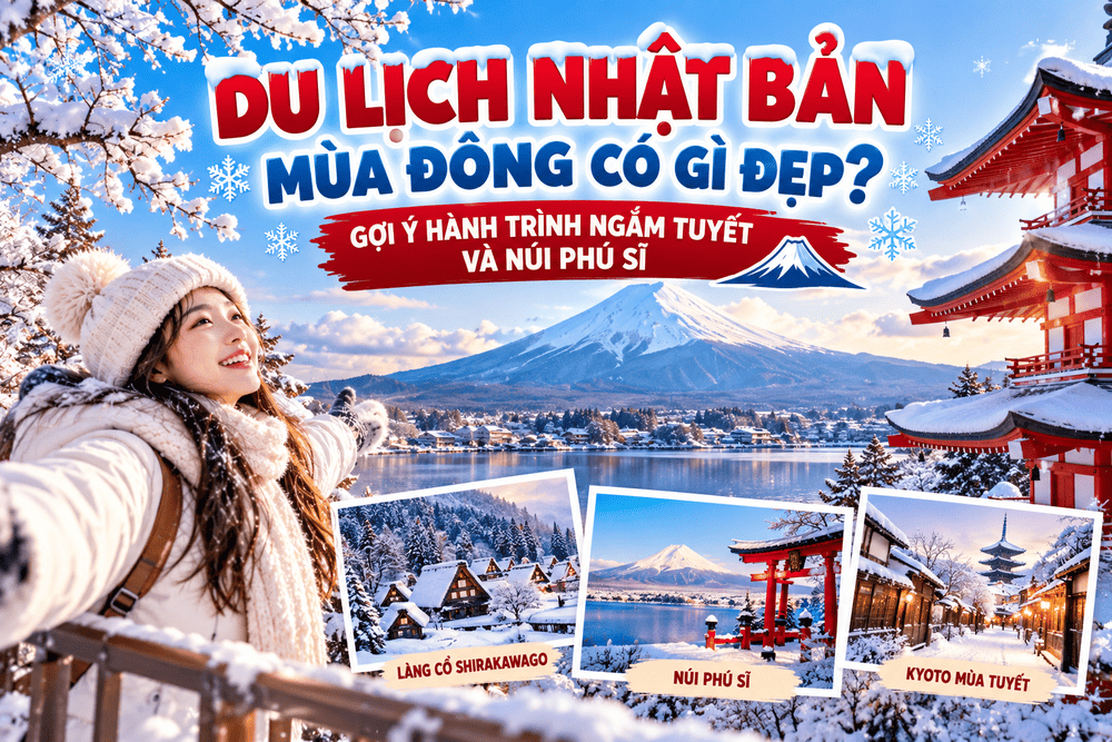 DU LỊCH NHẬT BẢN MÙA ĐÔNG CÓ GÌ ĐẸP? GỢI Ý HÀNH TRÌNH NGẮM TUYẾT VÀ NÚI PHÚ SĨ