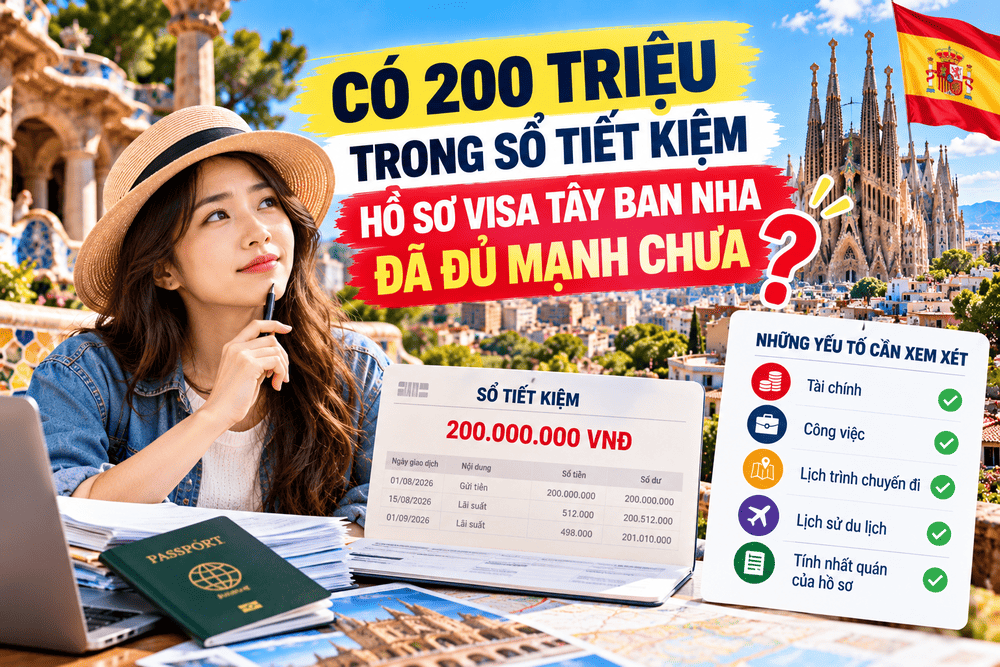 CÓ 200 TRIỆU TRONG SỔ TIẾT KIỆM – HỒ SƠ VISA TÂY BAN NHA ĐÃ ĐỦ MẠNH CHƯA?