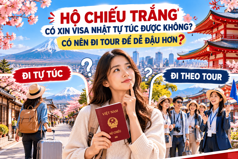 HỘ CHIẾU TRẮNG CÓ XIN VISA NHẬT TỰ TÚC ĐƯỢC KHÔNG? CÓ NÊN ĐI TOUR ĐỂ DỄ ĐẬU HƠN?