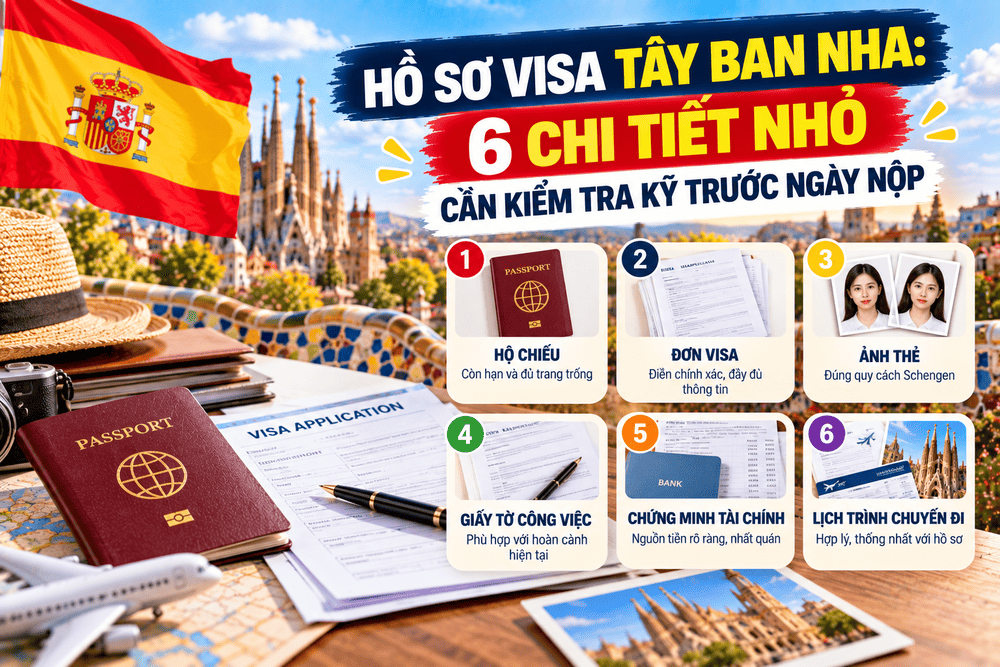 HỒ SƠ VISA TÂY BAN NHA: 6 CHI TIẾT NHỎ CẦN KIỂM TRA KỸ TRƯỚC NGÀY NỘP